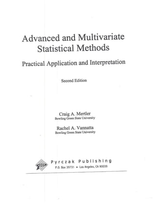 Advance and multivariate statistical methods chapter 2  decision tree-mertlervannatta