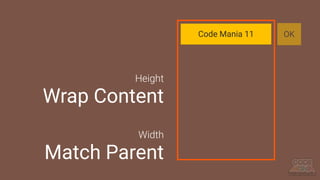 Code Mania 11 OK
Width
Match Parent
Height
Wrap Content
 