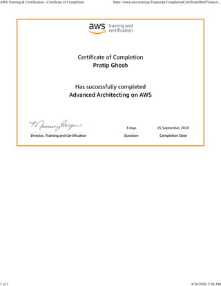 AWS Training & Certification - Certificate of Completion https://www.aws.training/Transcript/CompletionCertificateHtml?transcri...
1 of 1 9/26/2020, 2:30 AM
 