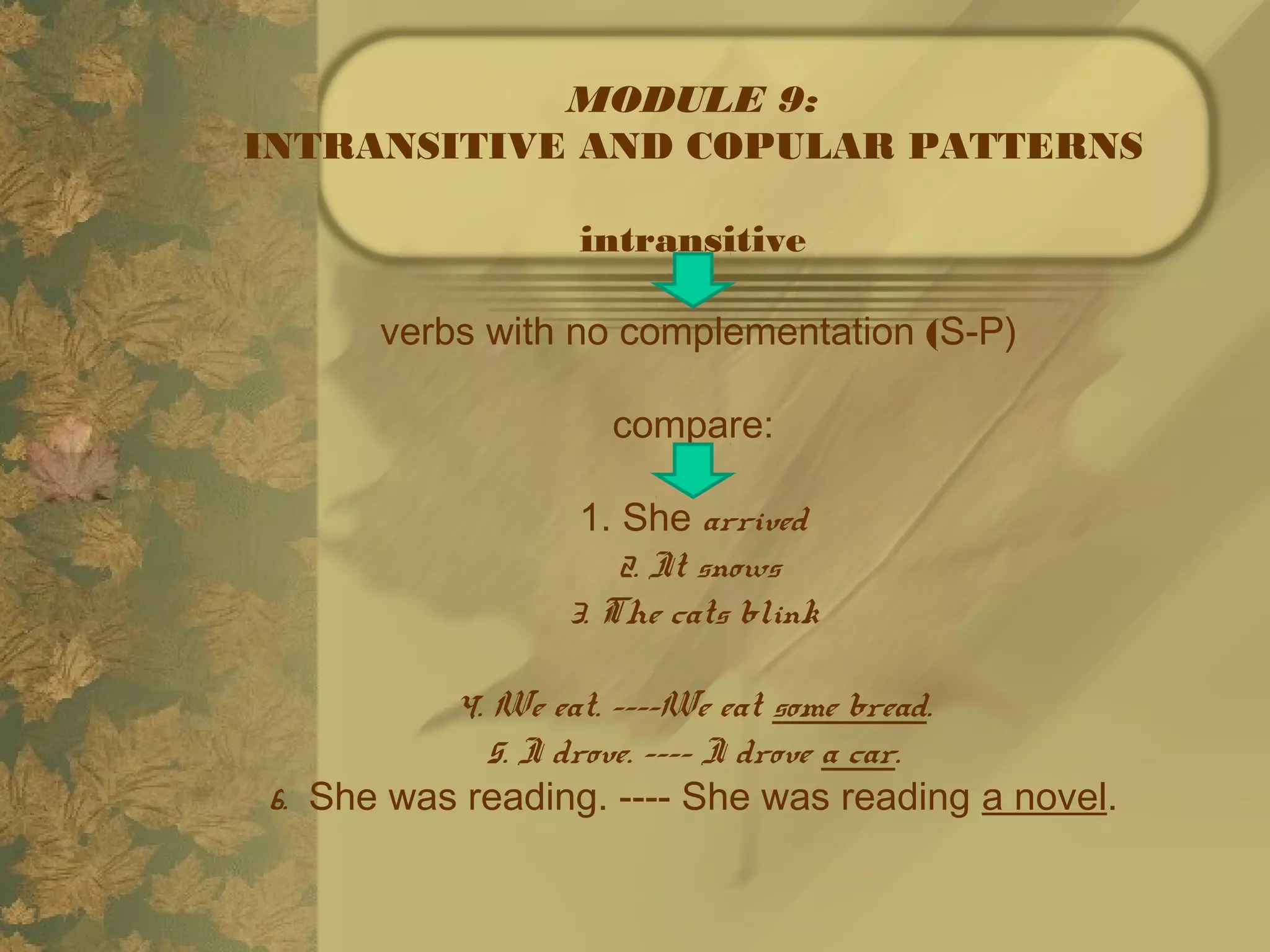 Advanced grammar:major complementation & valency | PPT