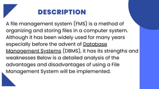 Advantages & Disadvantages of File Management System | PDF