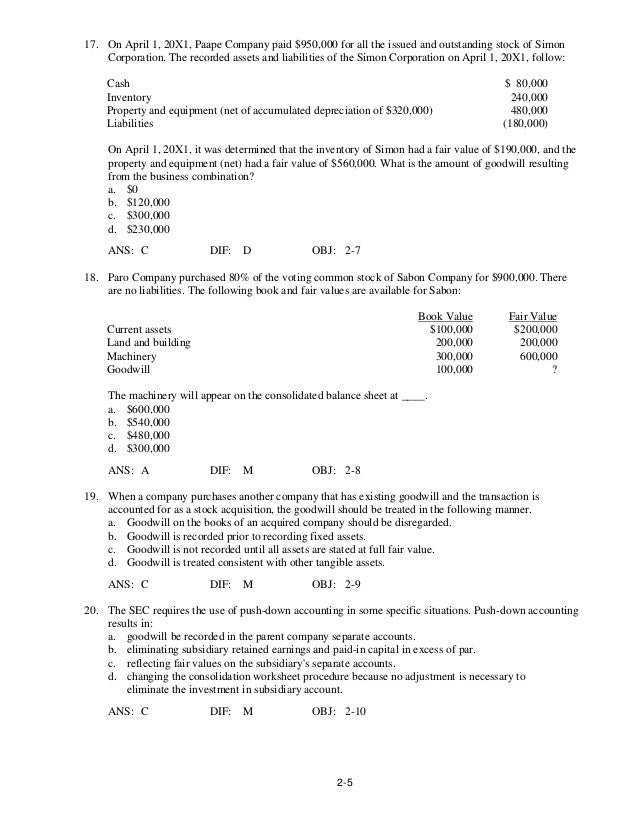 Advanced Accounting 10th Edition Fischer Test Bank