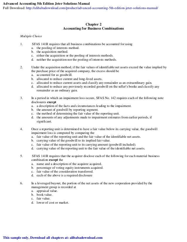 24+ Kunci Jawaban Advanced Accounting 5Th Edition Jeter Background