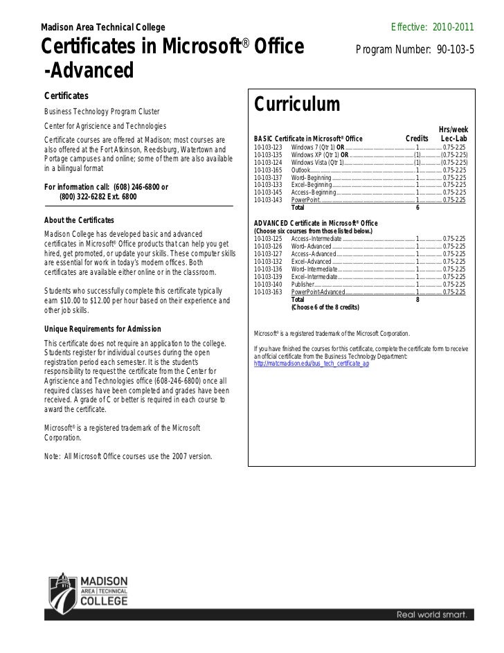 advanced certificate in microsoft office certificate of microsoft office