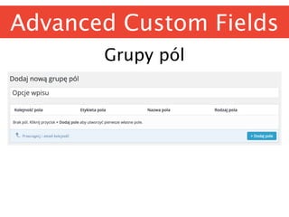 Advanced Custom Fields
Grupy pól
 