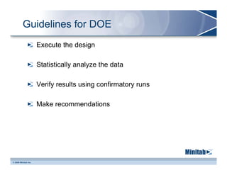 Doe Using Minitab Advanced DOE with Minitab (presentation in Costa Rica) | PDF