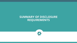 SUMMARY OF DISCLOSURE
REQUIREMENTS
 