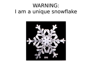 WARNING:
I am a unique snowflake
 