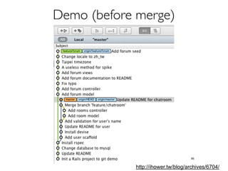 Demo (before merge) 
85 
http://ihower.tw/blog/archives/6704/ 
 