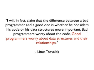 "I will, in fact, claim that the difference between a bad 
programmer and a good one is whether he considers 
his code or ...