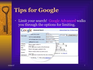 Tips for Google Limit your search!  Google Advanced  walks you through the options for limiting.  