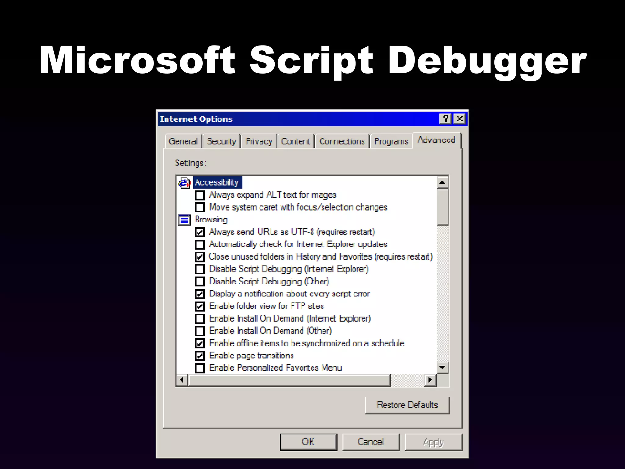 Microsoft Script Debugger 
