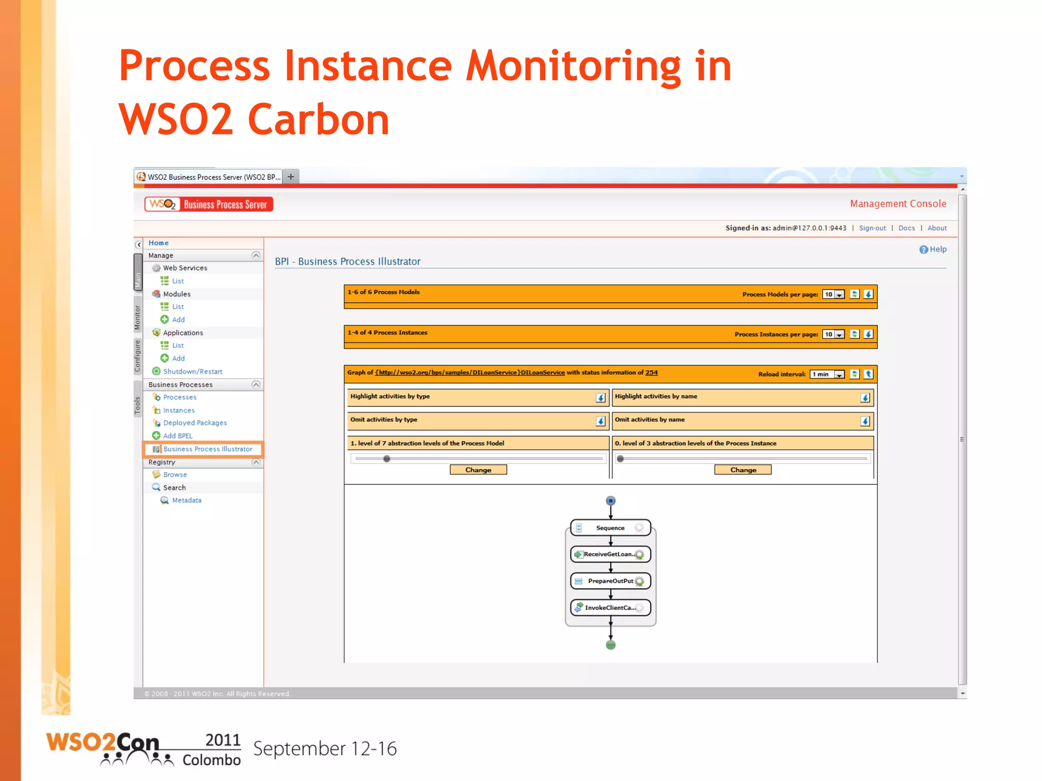 Process Instance Monitoring in
WSO2 Carbon
 