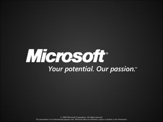 © 2008 Microsoft Corporation. All rights reserved. This presentation is for informational purposes only. Microsoft makes no warranties, express or implied, in this information. 