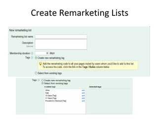 Create Remarketing Lists 