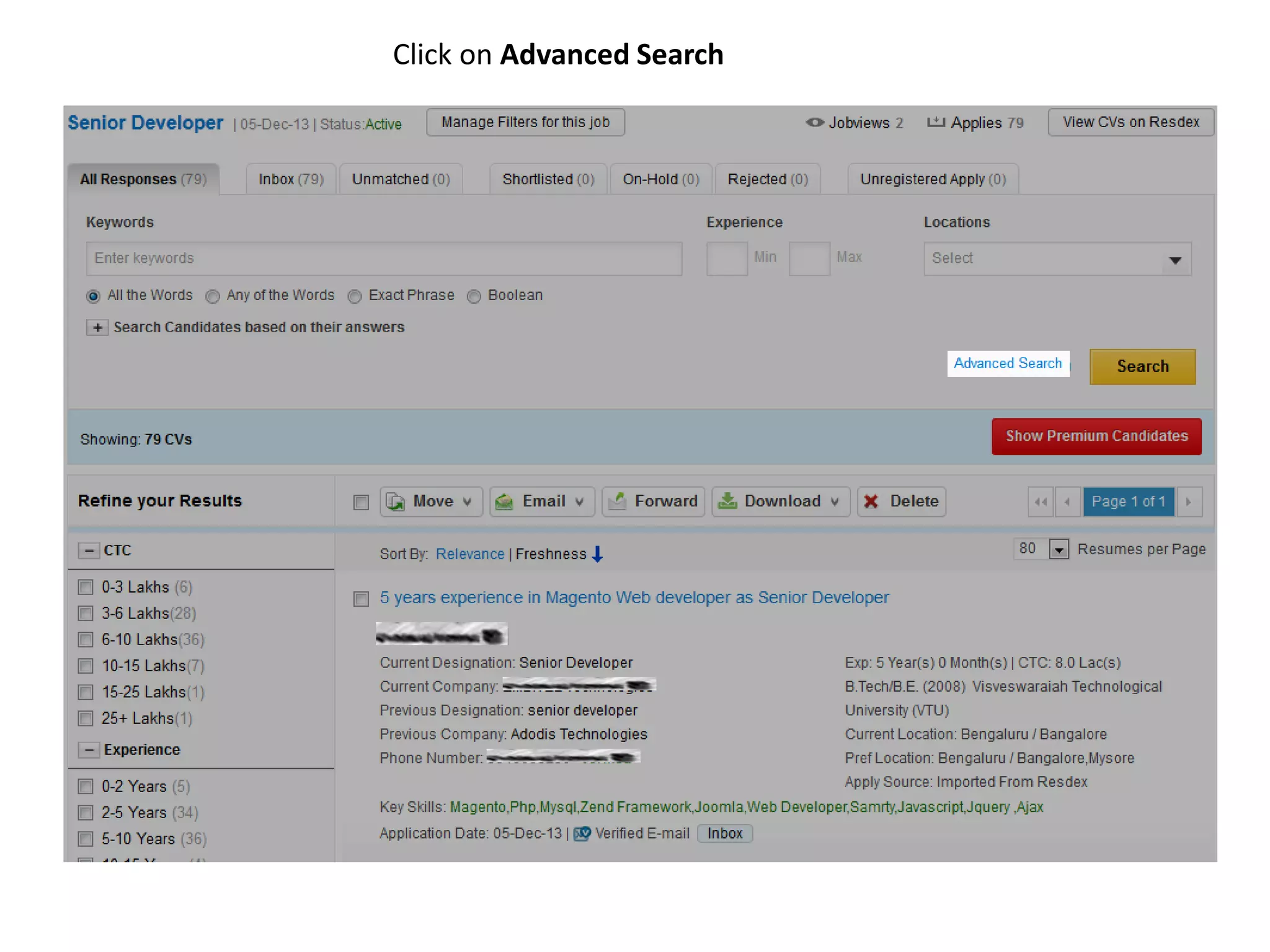 Click on Advanced Search
