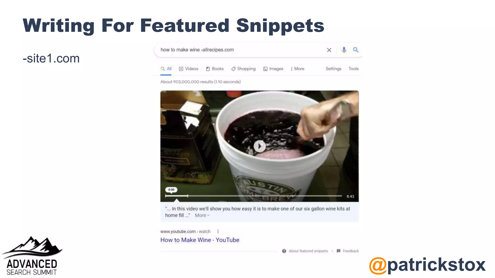 @patrickstox
Writing For Featured Snippets
-site1.com
 