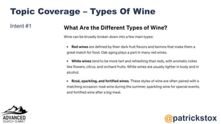 @patrickstox
Topic Coverage – Types Of Wine
Intent #1
 