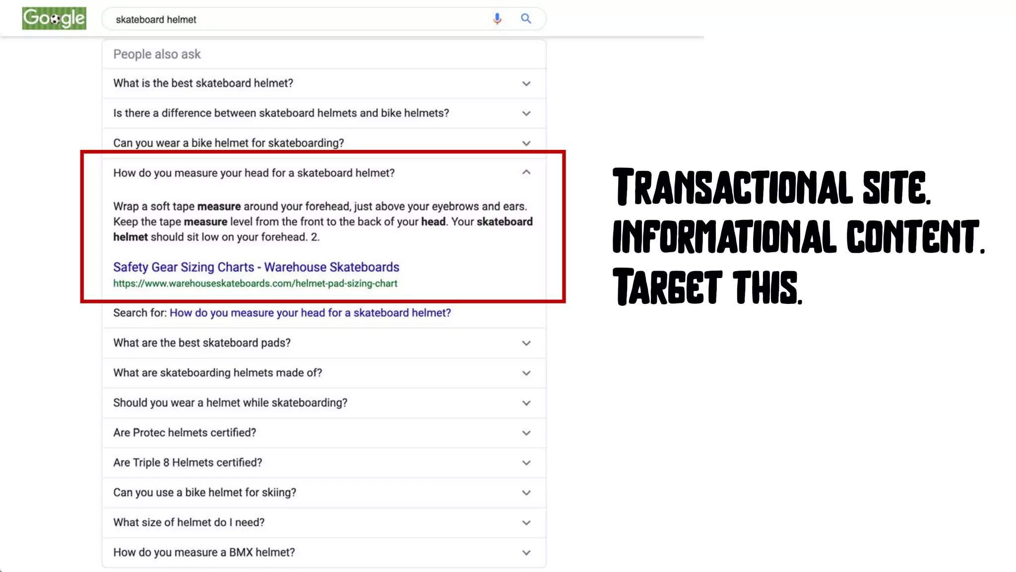 Transactional site.
informational content.
Target this.
 