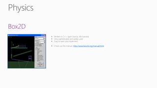 Box2D
http://www.box2d.org/manual.html
 