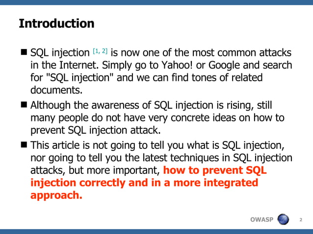 Advanced Topics On Sql Injection Protection | PPT