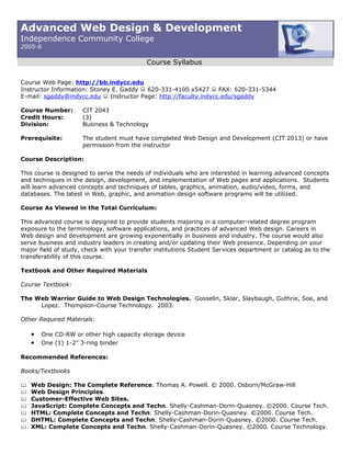 Advanced Web Design and Development - Spring 2005.doc
