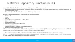 Network Repository Function (NRF)
©3G4G
Section 6.2.6 of TS 23.501 - The NF Repository Function (NRF) supports the followi...