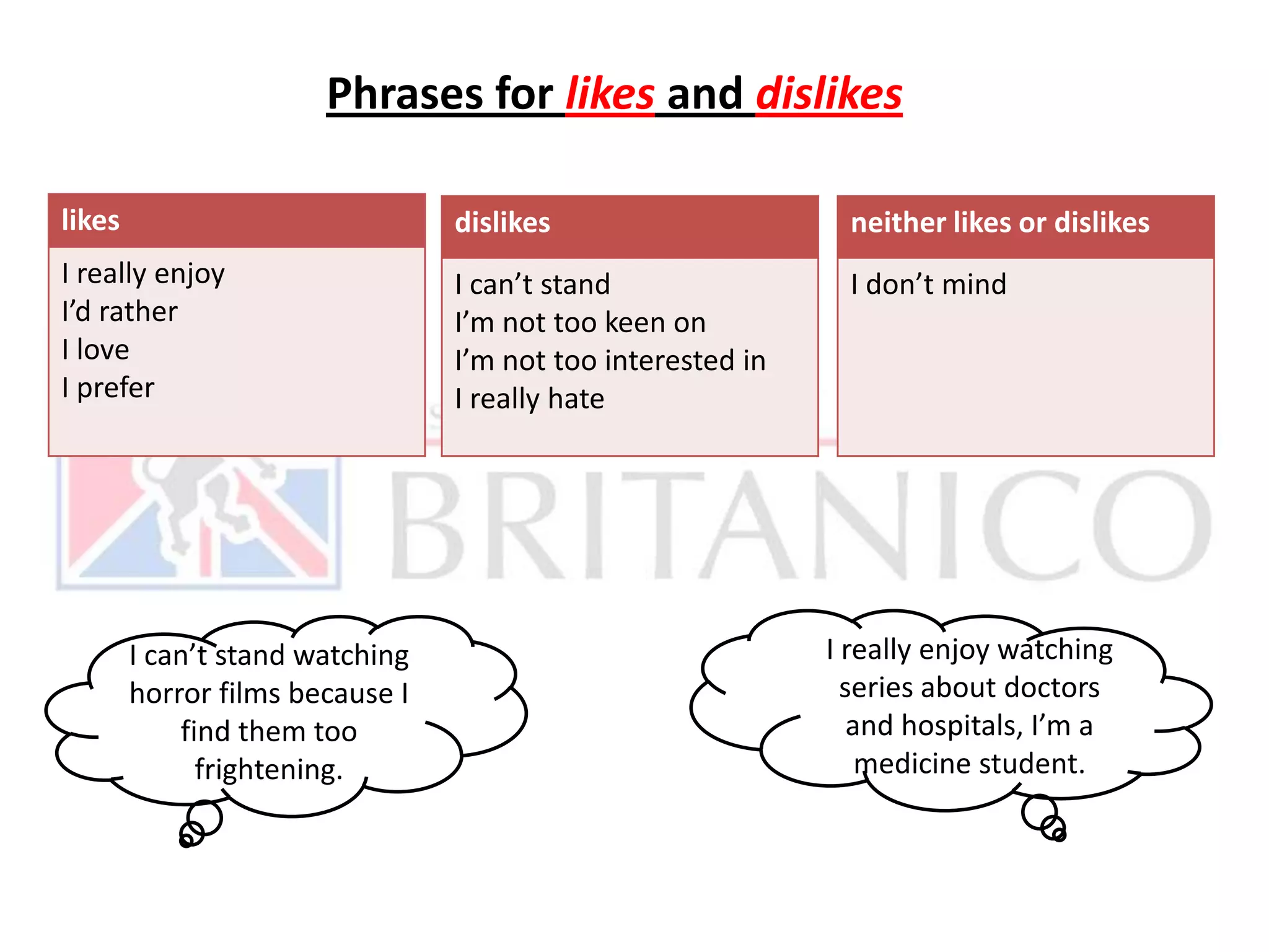 Like and Dislike Phrases | PPTX