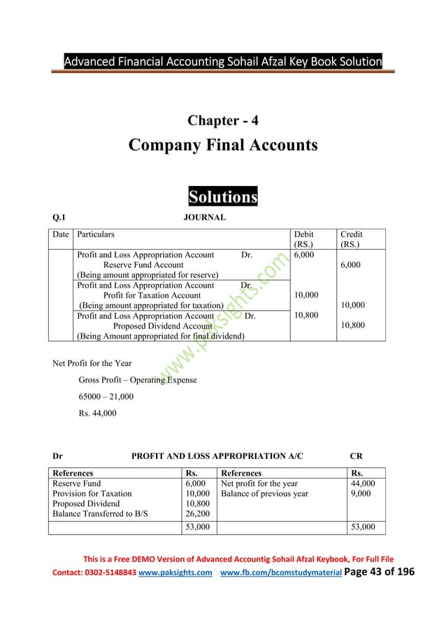 Advanced accounting by sohail afzal keybook solution pdf PDF