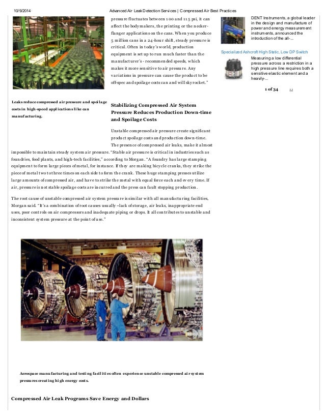 Advanced air leak detection services ( compressed air best practices)