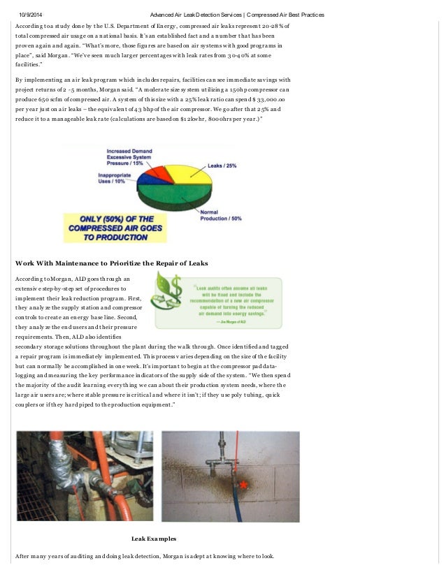 Advanced air leak detection services ( compressed air best practices)