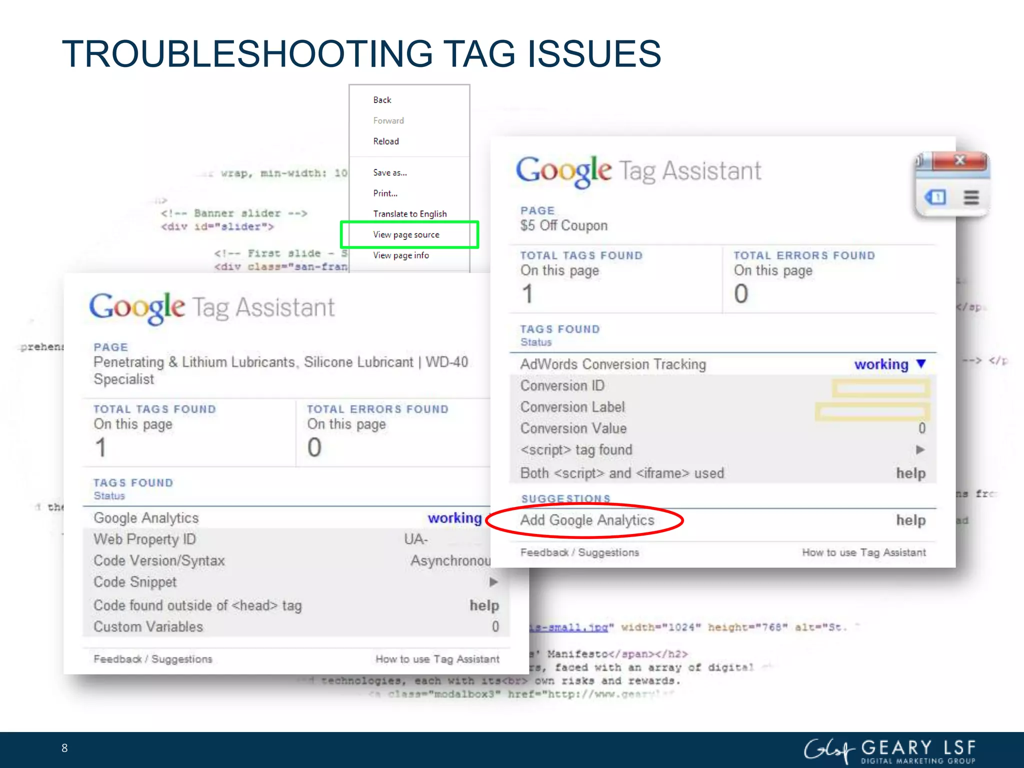TROUBLESHOOTING TAG ISSUES
8
 