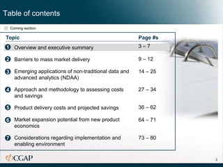 2
Topic Page #s
1. Overview and executive summary
2. Barriers to mass market delivery
3. Emerging applications of non-trad...