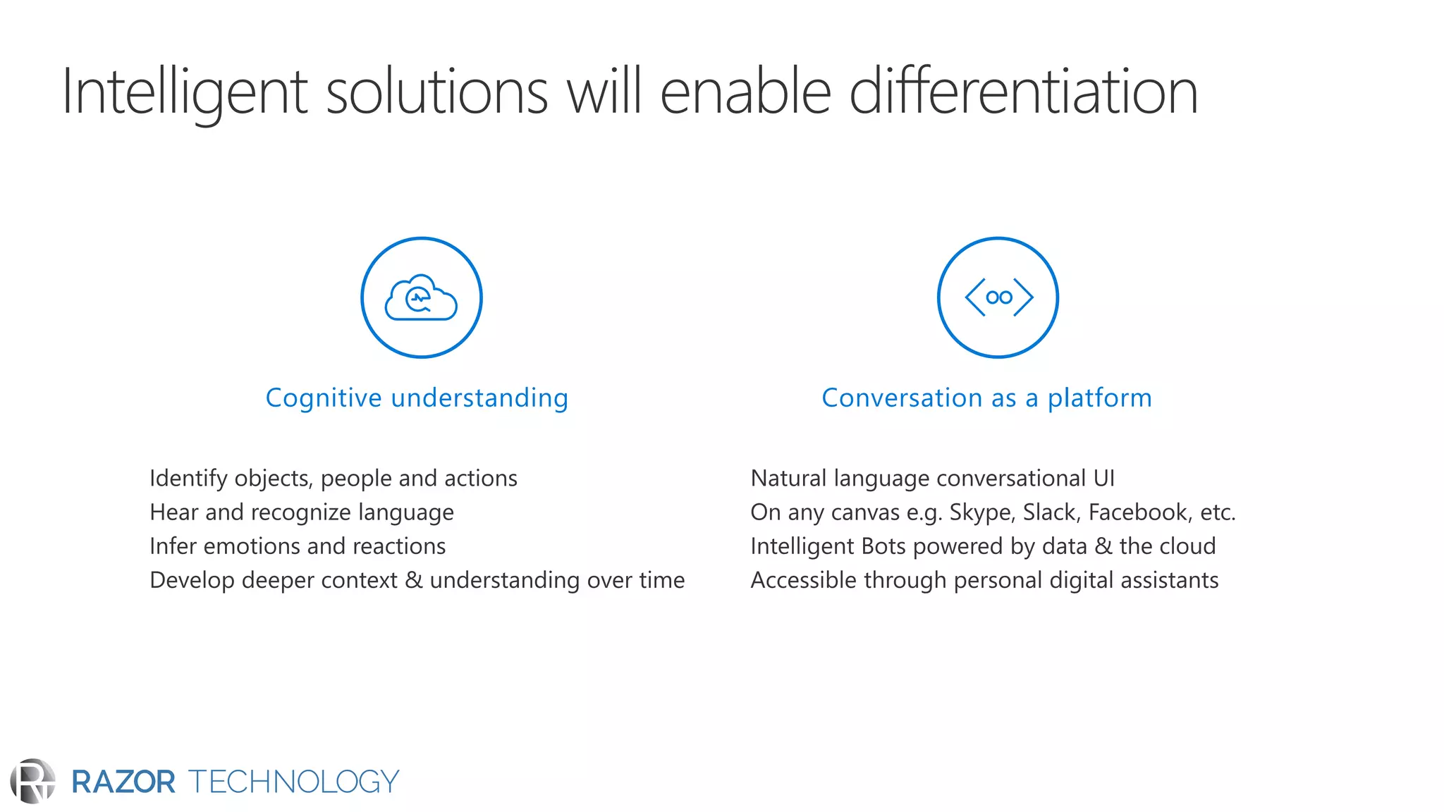Cognitive understanding Conversation as a platform
 
