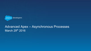 Advanced Apex – Asynchronous Processes
March 29th
2016
 