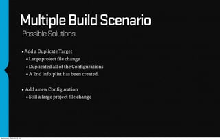 Multiple Build Scenario
                            Possible Solutions

                            •Add a Duplicate Targe...