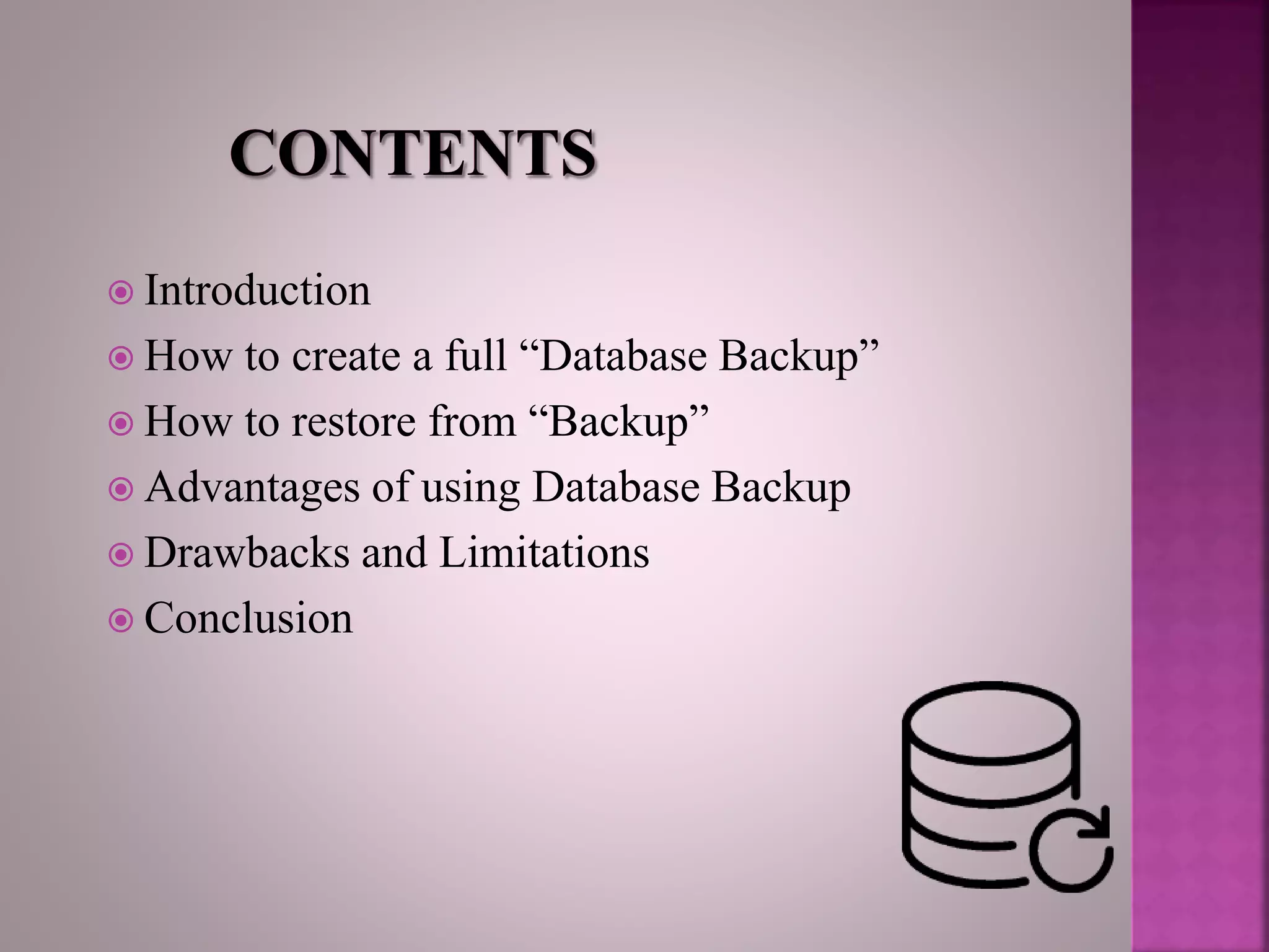 Backup and recovery in sql server database | PPTX