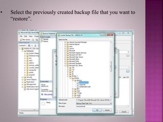 Backup and recovery in sql server database | PPTX