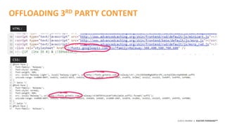 ©2015 AKAMAI | FASTER FORWARDTM
OFFLOADING 3RD PARTY CONTENT
HTML:
CSS:
 
