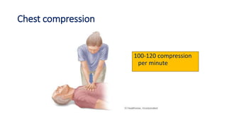Chest compression
100-120 compression
per minute
 