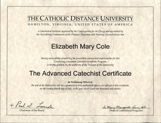 Advanced Catechist Certificate CDU