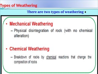 Types of Weathering
♦
There are two types of weathering
 