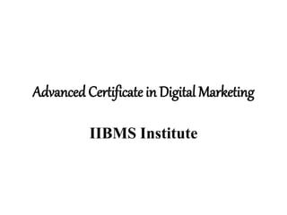 Advanced Certificate in Digital Marketing
IIBMS Institute
 
