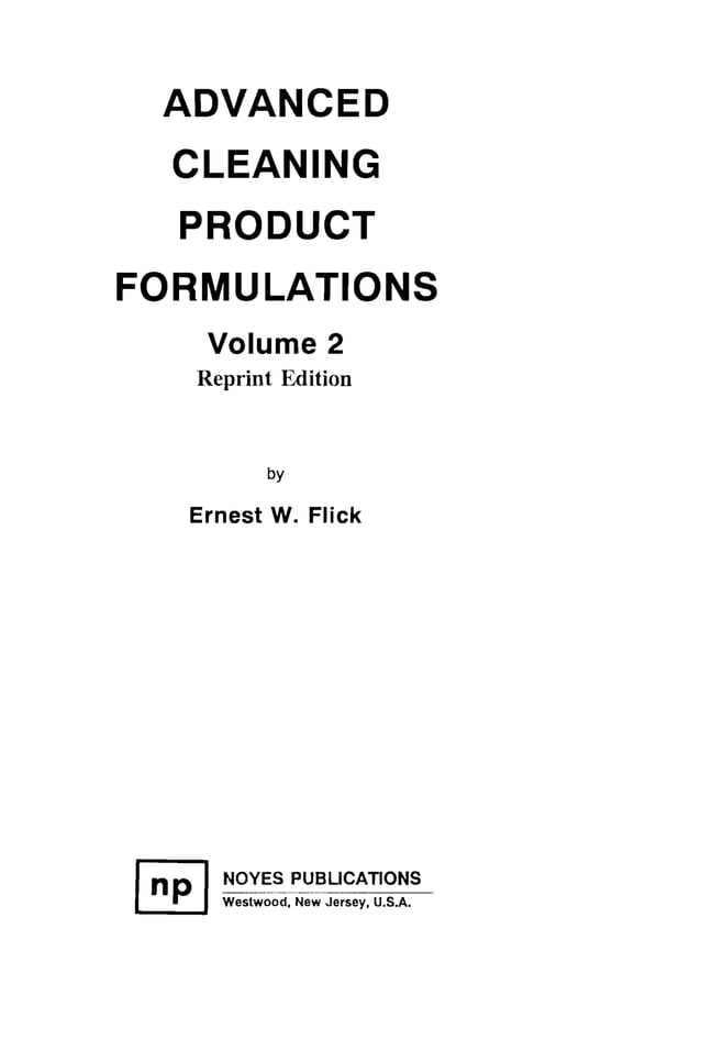 Advanced cleaning product formulations Vol. 2