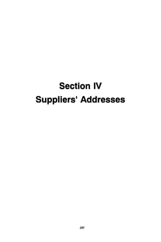 Section IV
Suppliers' Addresses
197
 