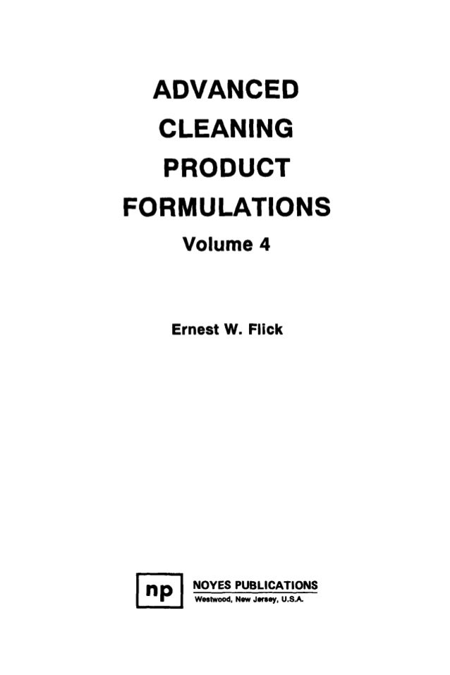 Advanced Cleaning Product Formulations Vol 4