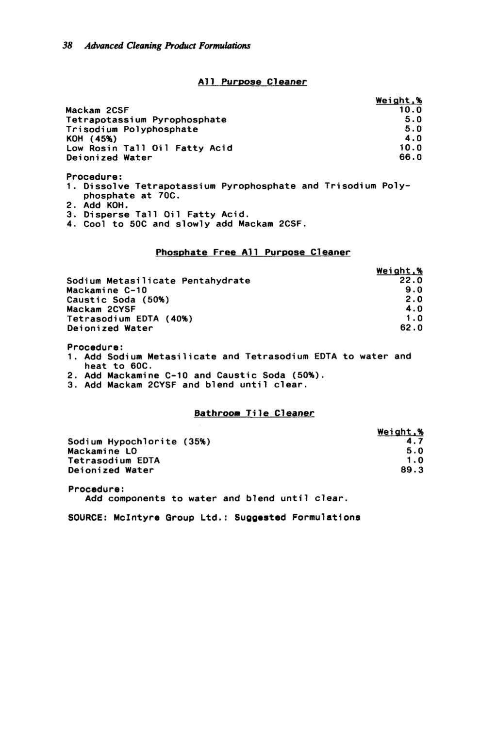 Advanced cleaning product formulations Vol. 4