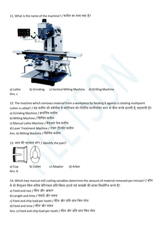 Advanced CNC Machining Technician Question Paper ITI MCQ Book Free | PDF