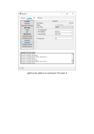 (g)Give the address to serial port 3/0 router 4
 
