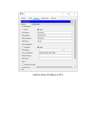 (m)Give Static IP address to PC2
 